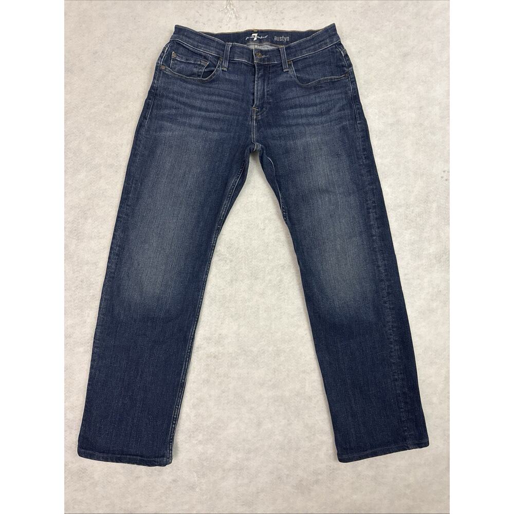7 For All Mankind Austyn Jeans Mens 32 Blue Straight Stretch Denim Pants
